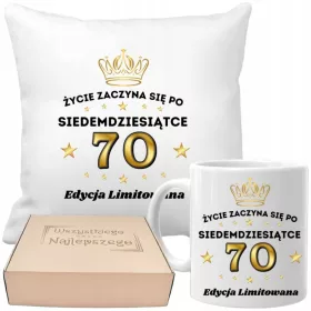    Geschenkset aus Kissen und Tasse zum 70. GEBURTSTAG in einer Box