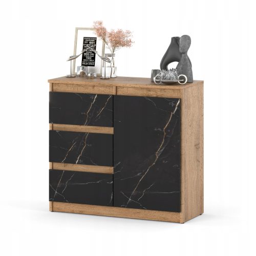 AZ Team Kommode Grifflose Kommode 80 x 35 x 75cm Wotaneiche matt