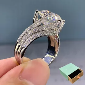  S925 Silber 5 Karat Luxusring, Kunststein elegant