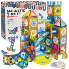  Magnetische Bauklötze KUGELBAHN 132 Stk.