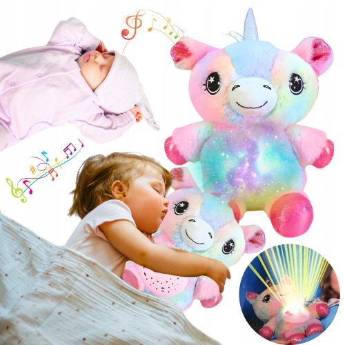 Einhorn-Plüschtier mit Projektor, Nachtlampe, Melodien, Spieluhr