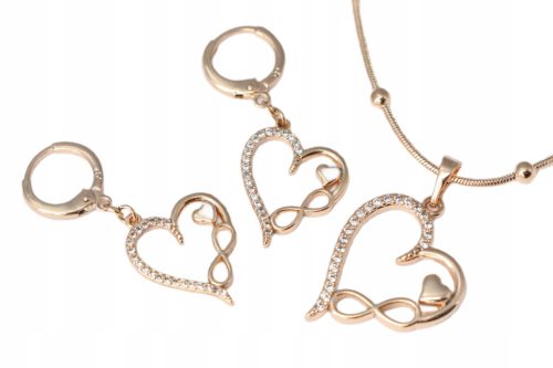  Goldschmuck-Set OHRRINGE + HERZ-HALSKETTE MIT ZIRKONIA, Chir-Stahl