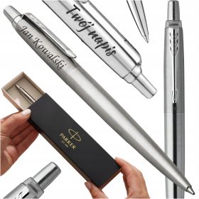    Farbloser Parker-Box-Kugelschreiber + blauer Parker-Kugelschreiber