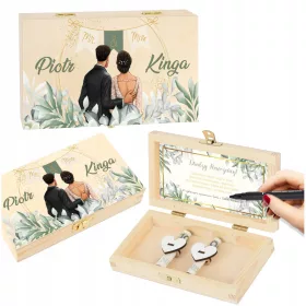    Ein Geschenk für das Brautpaar zur Hochzeit. Eine Hochzeits-Souvenirbox für Geld