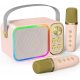  Karaoke-Set für Kinder, 2 kabellose Mikrofone, LED-Lautsprecher