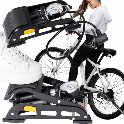  Be-active.pl Fußpumpe ZWEIKOLBEN-FAHRRADPUMPE MIT DRUCKMESSGERÄT FÜR FAHRRÄDER schwarz