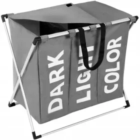  Ruhhy freistehender Wäschekorb 130l, Grau- und Silbertöne