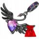  H079 Schwarzer Schwan mit Kristallen Silber Charm-Anhänger Perlen Silber 925