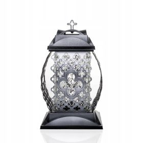  POLYSTERIN-LATERNE / SPITZE-SCHWARZ / SCHWARZE BASIS