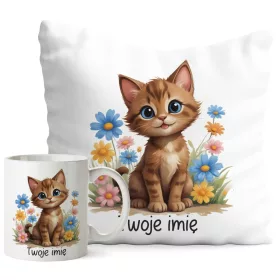  Tassenkissen mit Kätzchen-Katze als Geschenk, Namensset
