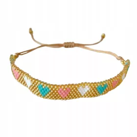    Zartes Armband mit kleinen Herzperlen, verstellbar an einer Schnur