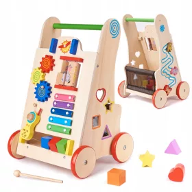    WANDERER, RÄTSEL, HOLZSCHIEBER FÜR KINDER, PUZZLE, SENSORISCHER WÜRFEL + klassische EcoKidWood-Aufkleber, 1 Stk.
