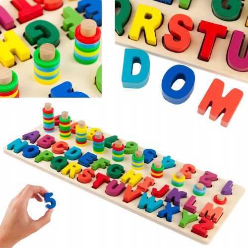  HOLZ-PUZZLE-SORTER BLÖCKE ALPHABET-ZAHLEN