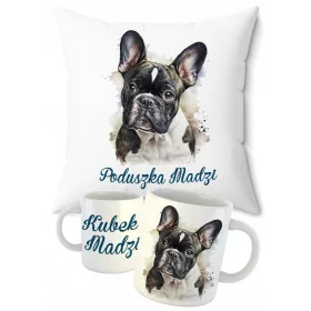    KISSEN + BECHER FRANZÖSISCHE BULLDOGGE + NAME HUND HUND SCHÜLER GESCHENK