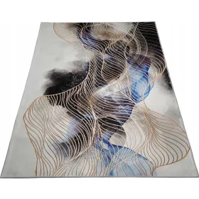    Teppich Fancy 200x300 cm 2x3 Modernes Anti-Rutsch-Netz Schwarz Blau