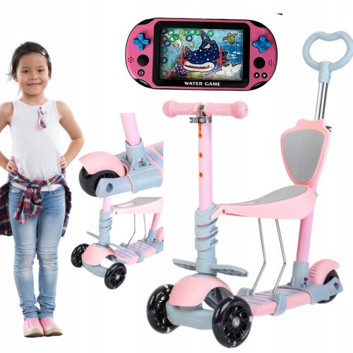  BABY MIX MULTI-DREIRAD-SCOOTER FÜR KINDER, ROSA + Wasserspiele – Arcade-Wasserspiel