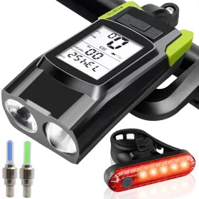  LED-FAHRRADLAMPE, KABELLOSER ZÄHLER, HUPE