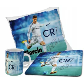  CRISTIANO RONALDO CR7 Set Tasse + Kissen + Mauspad + Name