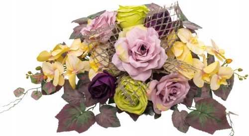  Eine Dekoration, ein Blumenstrauß im Topf, für ein Friedhofsgrab