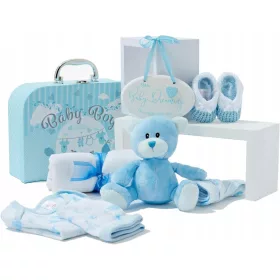    GESCHENK-Korb-Set für ein Baby, Fleece, Handtuch, Bär, Schuhe