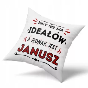    Kissen für Janusz als Geschenk mit dauerhaftem Fotodruck, weiß