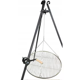    Garten Dreibeingrill 185 cm Edelstahlrost verstellbar Haspel
