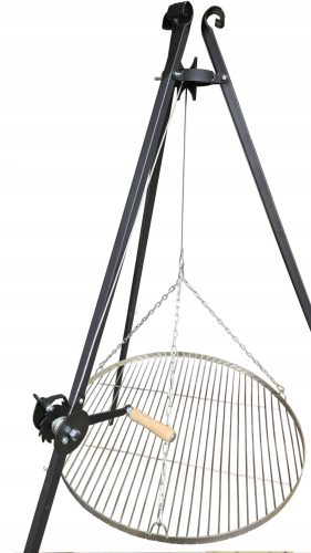  Garten Dreibeingrill 185 cm Edelstahlrost verstellbar Haspel