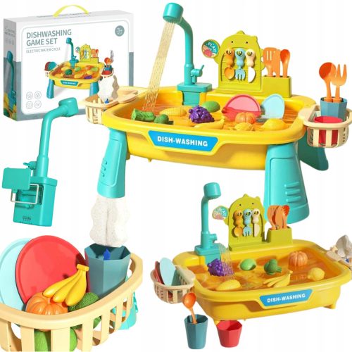  Großes Kinderspülbecken-Set zum interaktiven Abwaschen von Geschirr mit Wasser