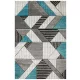  140x190 cm WEICHGRAUER TÜRKIS-TEPPICH AMELIA AUS FLEECE DREIECKIGE LINIEN
