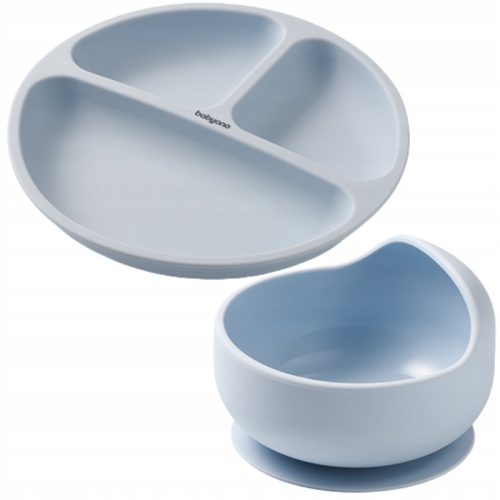  Babyono-Teller, blaues Silikon + Babyono-Schale, blaues Silikon