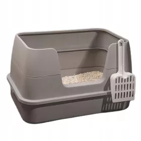    Große Katzentoilette mit offenem WC mit hohem Rahmen, XL-Spachtel mit hohem Rand