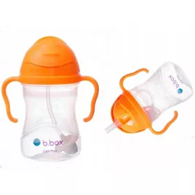  B.Box BB00509 Wasserflasche mit Strohhalm, 240 ml, Orange