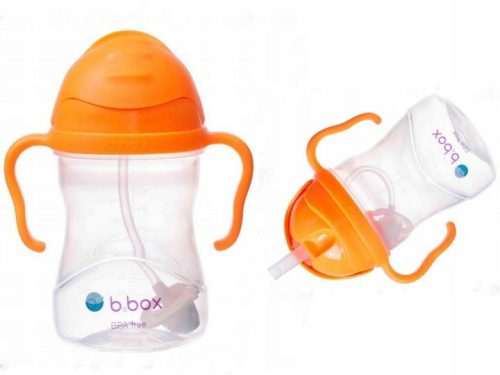  B.Box BB00509 Wasserflasche mit Strohhalm, 240 ml, Orange
