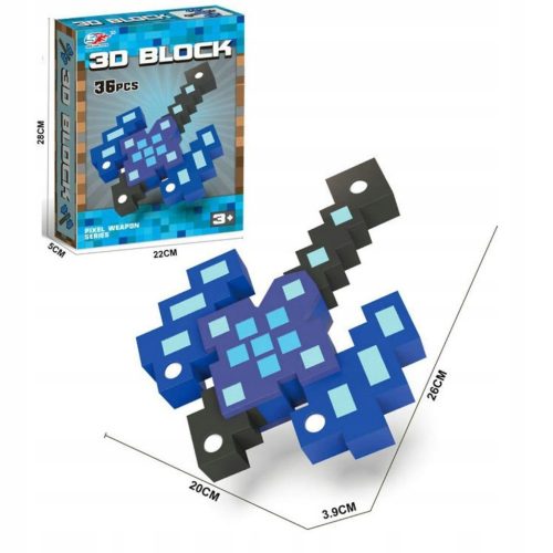  MINECRAFT 3D Blockschaum Axt 36 Stück