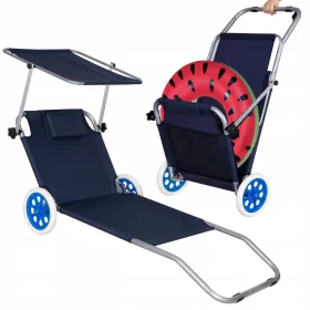    Springos Liege, Liege, Bett, Stuhl, verstellbares Baldachin, starkes graues Metall