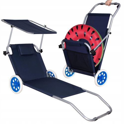  Springos Liege, Liege, Bett, Stuhl, verstellbares Baldachin, starkes graues Metall