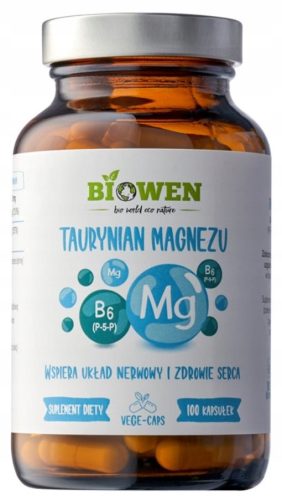 Biowen Magnesium Taurat mit Vitamin B6 - Unterstützt Energie und Muskeln, 100 vegane Kapseln