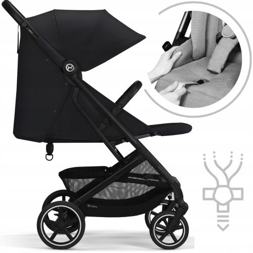  CYBEX Kinderwagen bis 22 kg BEEZY Moon Black + CARETERO Universalfolie für den Kinderwagen