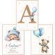  Set mit 3 A3-Postern: Teddybären mit Luftballons, Geburtsurkunde, Personalisierung mit dem Namen des Kindes