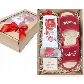    Geschenkset in einer Box Teepantoffeln für Mama Super Mama *35-41*
