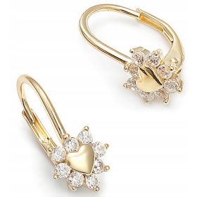  Silberne glatte Herzohrringe mit Zirkonen