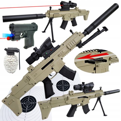  Scar-Sturmgewehr mit BBs. AIR SOFT GUN + Pistole + 800 BBs