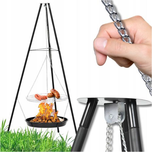  DREIFACH-Kamin Großer GRILL Lagerfeuer Garten Hängerost 2in1