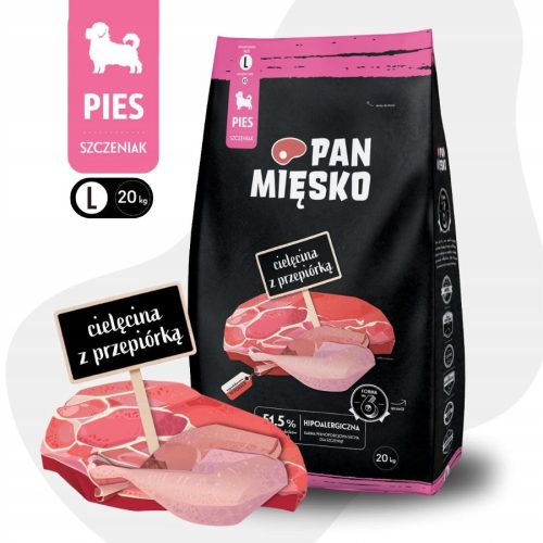  Pfannenfleisch, Kalbfleisch und Wachtel 20kg für Welpen