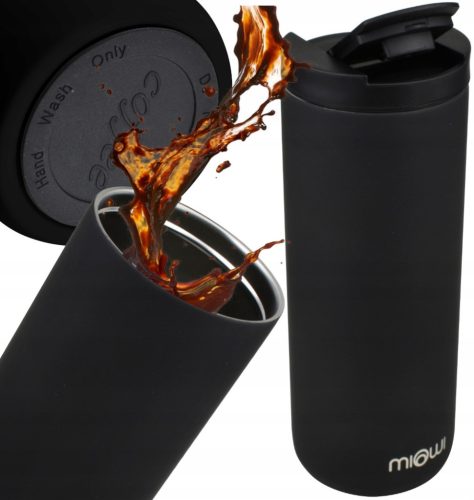  THERMOBECHER FÜR KAFFEE UND TEE, STAHL MIOWI 500 ML SCHWARZ