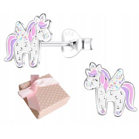  SILBERNE OHRRINGE, BABYMÄDCHEN, Einhorn