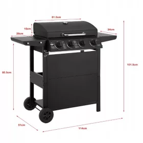    Gasgrill El Fuego San Jose, 4 Brenner, Gusseisenrost-Reduzierstück!