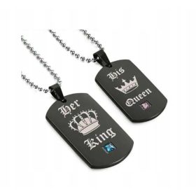    GKMAMRG ERKENNUNGSMARKE FÜR PAARE MIT GRAVUR „KÖNIG KÖNIGIN“ AUS EDELSTAHL
