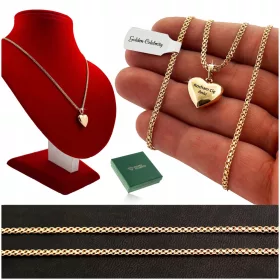    GOLD-HERZ-HALSKETTE + BISMARK 18K GESCHENK ZUM MUTTERTAG + KOSTENLOSE GRAVUR