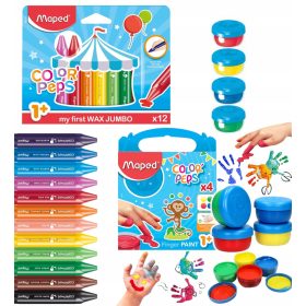    Maped Buntstifte 12 Stück + Maped Fingerfarben 812510 4x80 ml